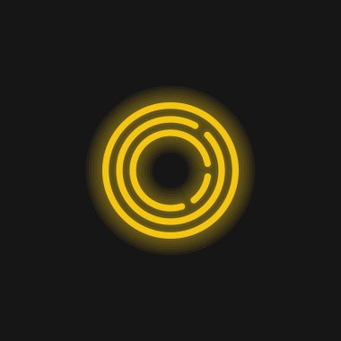 Big Frisbee yellow glowing neon icon clipart