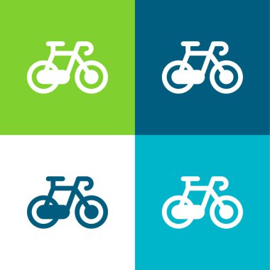 Motosiklet Düz 4 renk simgesi seti