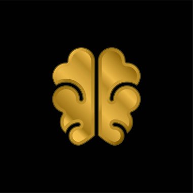 Beyin altın kaplamalı metalik simge veya logo vektörü