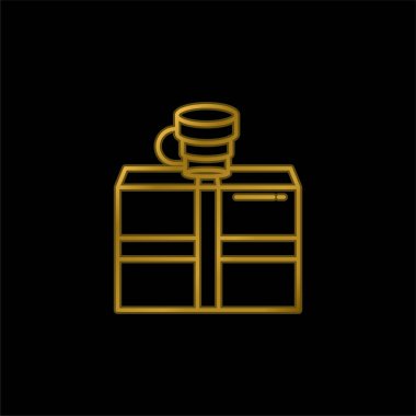Kutu altın kaplama metalik simge veya logo vektörü