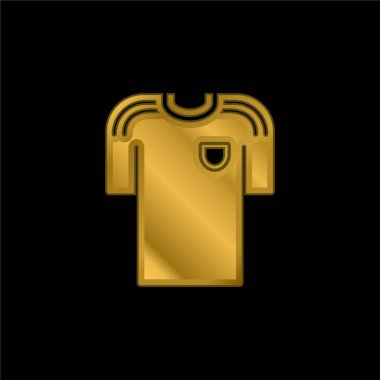 Bir Futbolcunun Siyah T-shirt 'ü Altın kaplama metalik simge veya logo vektörü