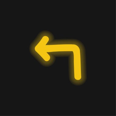 Sol Kolu gösteren Arrow Sembolü sarı parlak neon simgesi