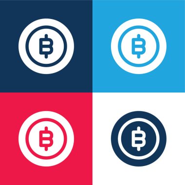 Bitcoin mavi ve kırmızı dört renk minimal simge kümesi