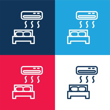 Air Conditioned blue and red four color minimal icon set clipart