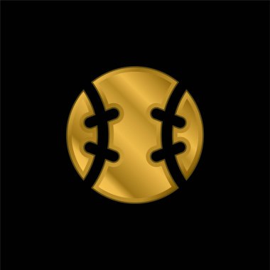 Beyzbol topu altın kaplama metalik simge veya logo vektörü