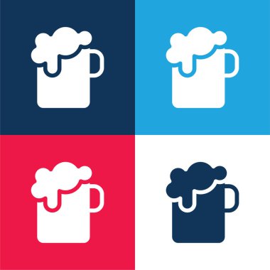 Bira mavi ve kırmızı dört renk minimal simge kümesi