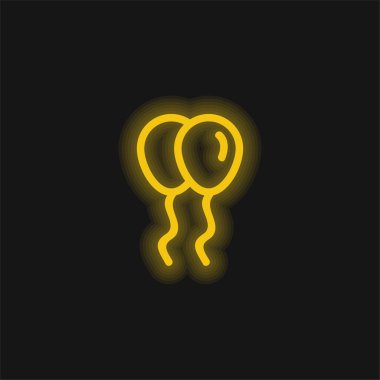 Balonlar Çift sarı parlak neon simgesi