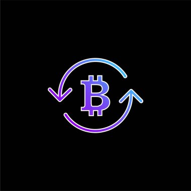 Dolaşım Oklarının İçindeki Bitcoin Sembolü mavi eğimli vektör simgesi