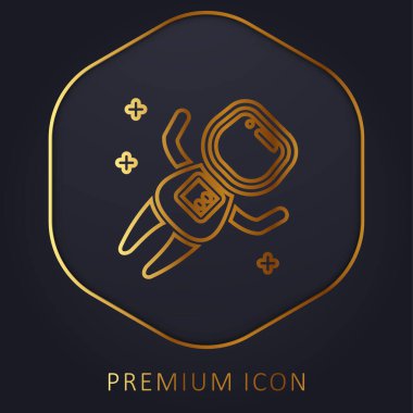 Astronot altın çizgi prim logosu veya simgesi