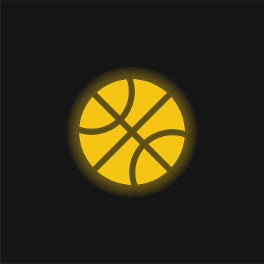 Basketbol sarı parlak neon simgesi