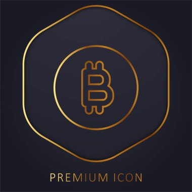 Bitcoin altın çizgisi prim logosu veya simgesi