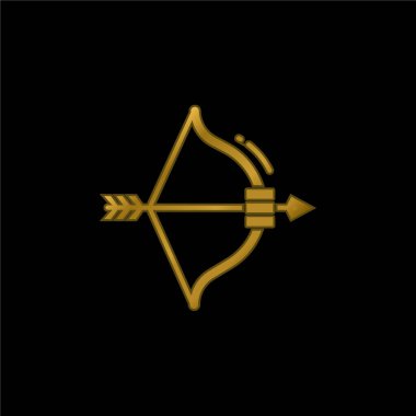 Yay ve Ok altın kaplama metalik simge veya logo vektörü