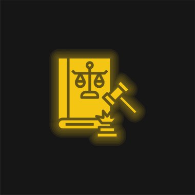 Açık arttırma sarı parlayan neon simgesi