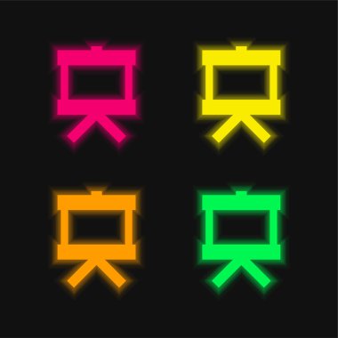 Dört renk parlayan neon vektör simgesi