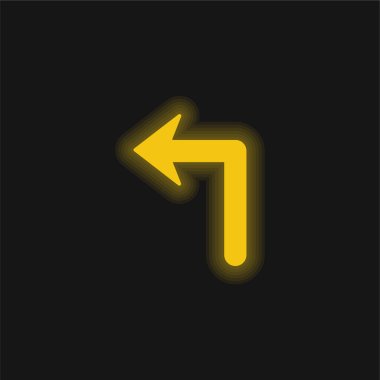 Arrow Of Large Size Turning To The Left yellow glowing neon icon clipart