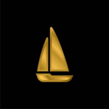 Siyah Yelkenli Altın kaplama metalik simge veya logo vektörü