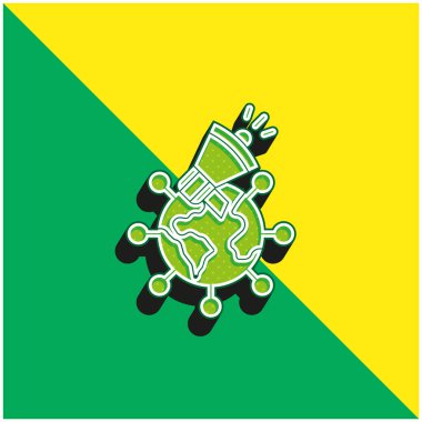 Reklam Yeşil ve Sarı Modern 3D vektör simgesi logosu