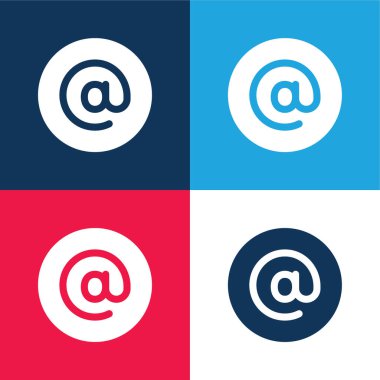 Arroba mavi ve kırmızı dört renk minimal simge kümesi