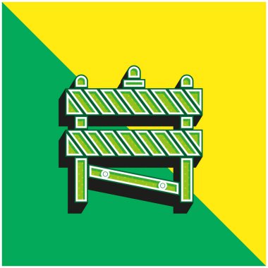 Bariyer Yeşil ve Sarı Modern 3D vektör simgesi logosu