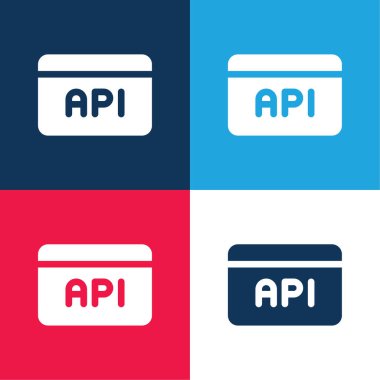 Api mavi ve kırmızı dört renk minimal simge kümesi
