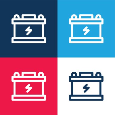 Pil mavi ve kırmızı dört renk minimal simge kümesi