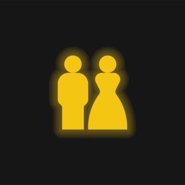 Gelin ve Damat sarı parlak neon ikon
