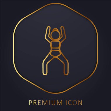 Arms Up Pozisyon altın çizgi premium logosu veya simgesi