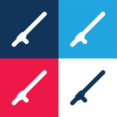 Baton mavi ve kırmızı dört renk minimal simge kümesi