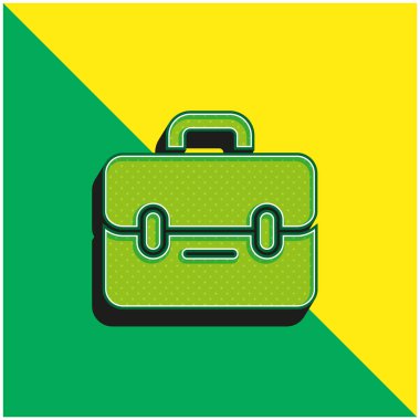 Evrak çantası Yeşil ve sarı modern 3d vektör simgesi logosu