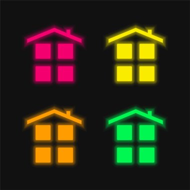 Uygulamalar dört renk parlayan neon vektör simgesi