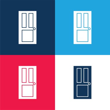 Black Door blue and red four color minimal icon set clipart