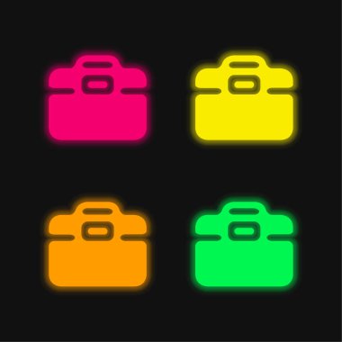 Siyah Araç Kutusu dört renk parlayan neon vektör simgesi