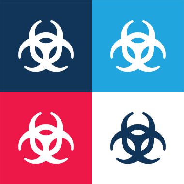 Biohazard Symbol blue and red four color minimal icon set clipart