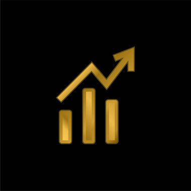 Veri Analitik Altın Kaplama Metal Simge veya logo Vektörünün Yükselen Çizgisi