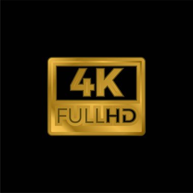 4K FullHD altın kaplama metalik simge veya logo vektörü