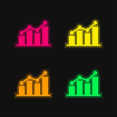 Analitik dört renk parlayan neon vektör simgesi