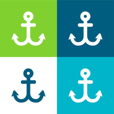 Tekne Anchor Düz 4 renk en az simge kümesi