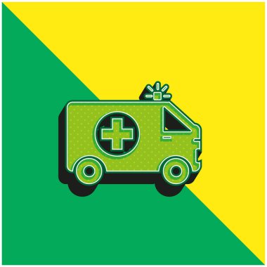 İlk Yardım İşareti Yeşil ve Sarı 3D vektör logosu olan Ambulans