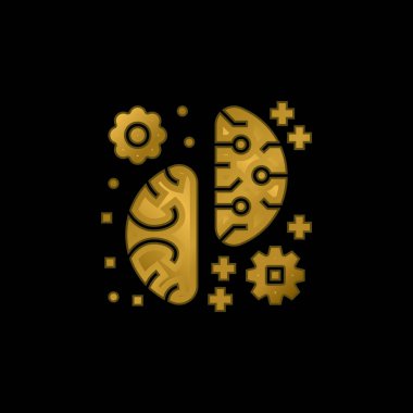 Altın kaplama beyin fırtınası metalik simge veya logo vektörü