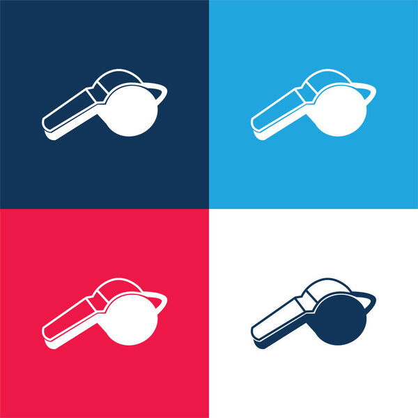Black And White Whistle Variant blue and red four color minimal icon set