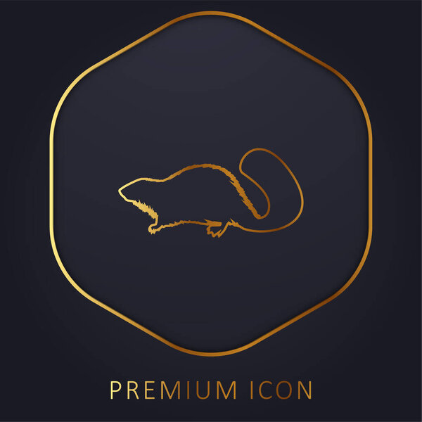 Beaver Mammal Animal Shape golden line premium logo or icon