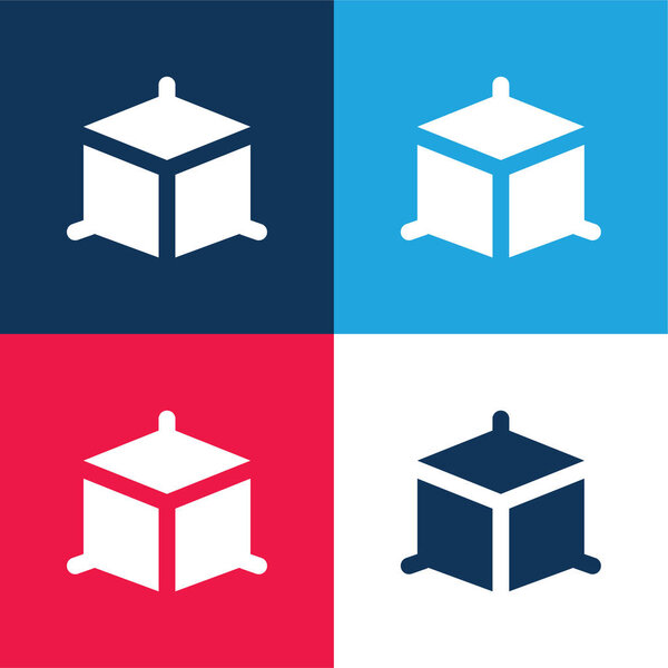 3d моделирование синий и красный четыре цвета минимальный набор значков