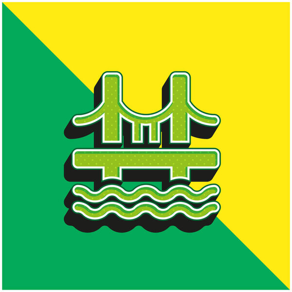 Зеленый и желтый современный трехмерный векторный логотип