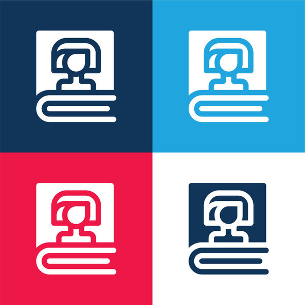 Книга синий и красный четыре цвета минимальный набор значков