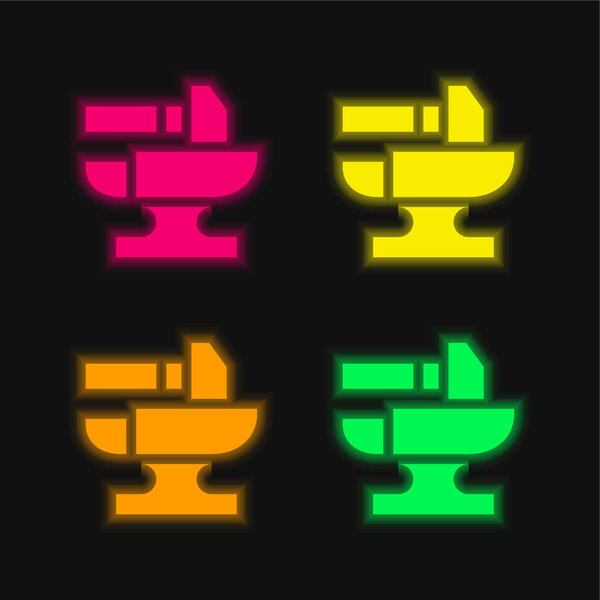 Anvil four color glowing neon vector icon