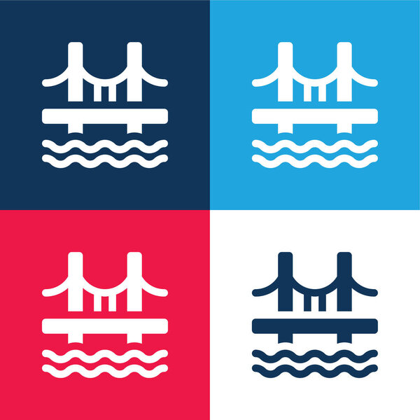 Мост синий и красный четыре цвета минимальный набор значков