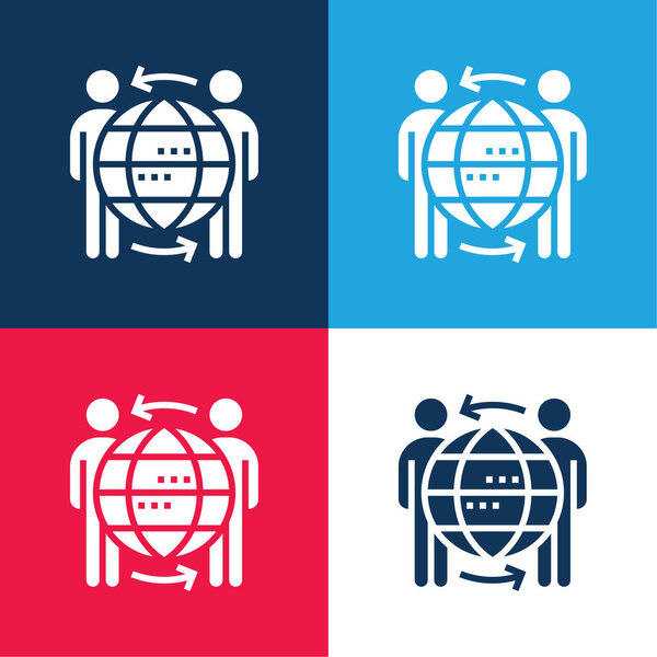 B2b синий и красный четыре цвета минимальный набор значков