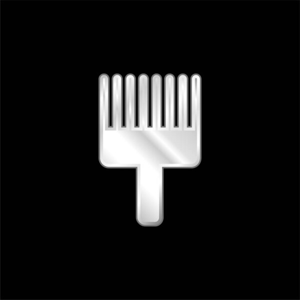 Afro Pick silver plated metallic icon