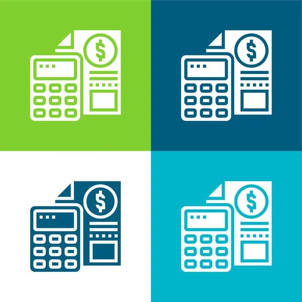 Contabilidad Plano Cuatro Colores Mínimo Icono Conjunto — Vector de stock