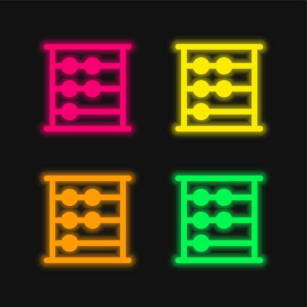 Abacus four color glowing neon vector icon